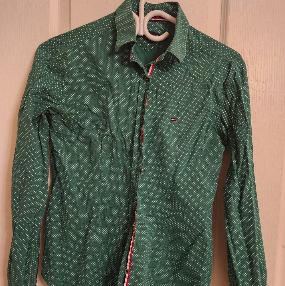 Tommy hilfiger Green polka dot shirt